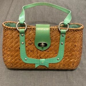 Isabella Fiore Wicker & Patent Leather Handbag